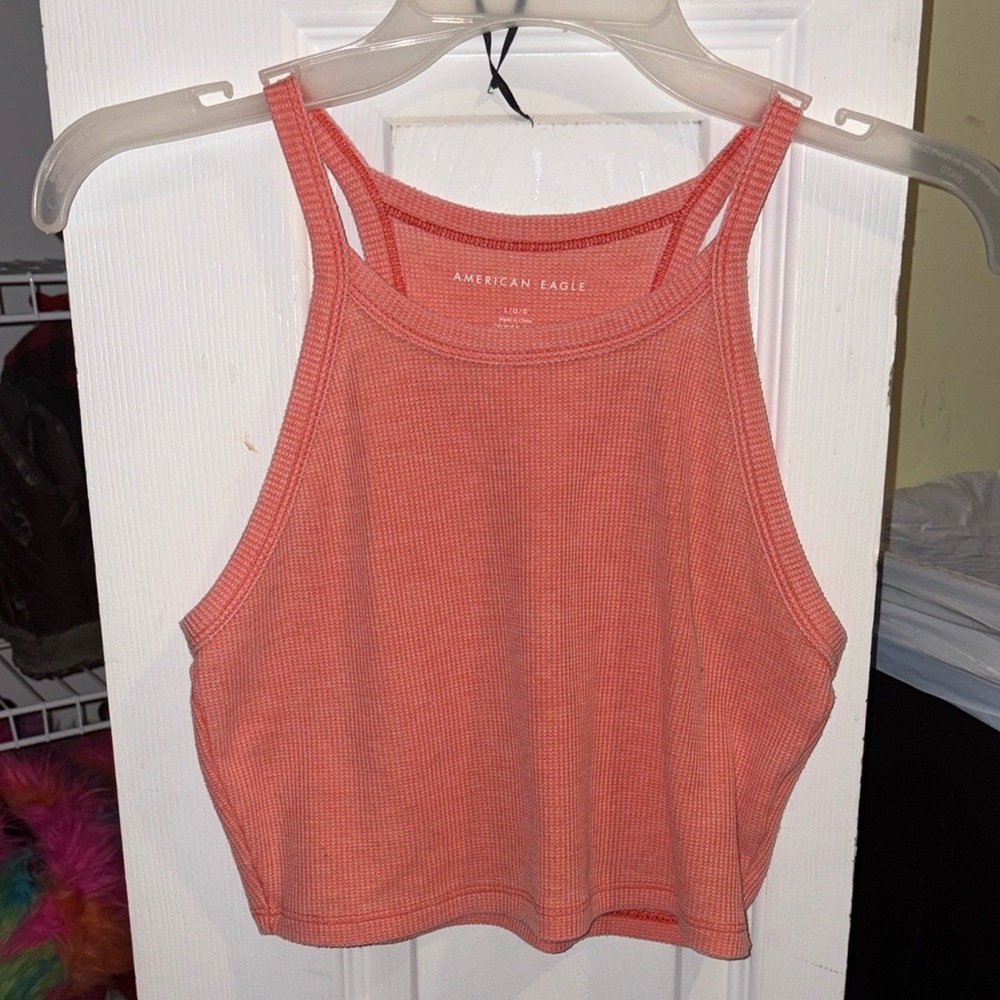 American Eagle Outfitters Orange Sleeveless Crop Tank Top